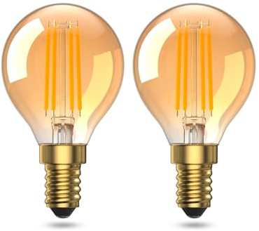2200K Amber White E14 Led Bulb, 4W SES Golf Ball Led Bulb,Vintage E14 Led | 40W Small Edison Screw Light Blub Equivalent, Vintage SES Blub for Night Light, Ceiling Fans, Wall Sconces,AC200-240V