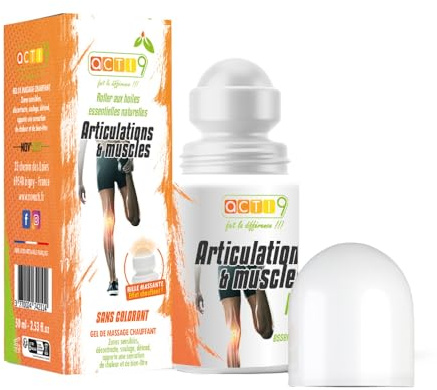 Roller à Bille aux Huiles Essentielles Chauffant, Articulations et Muscles - Soulage Raideurs, Douleurs Musculaires et Tendineuses du Sportif, Détend après le Sport - 50 ml - Fabrication Française