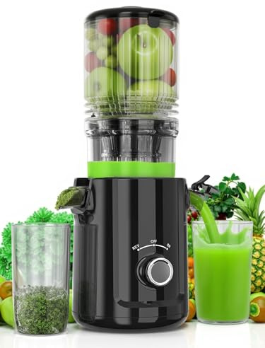 Cold Press Juicer, 5.3 Large Feed Channel Juicer Machines for Whole Vegetables and Fruits, 99% High Juice Performance, Quiet and Easy to Clean