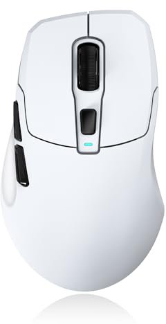 KYSONA Wireless Gaming Mouse, 26000 DPI, 8K Polling Rate, Tri-Mode 2.4GHz/USB-C/Bluetooth Ergonomic Mouse with Web-driven, Ice-cooling Coating, Rechargeable Gaming Mice for Laptop/PC/Mac/Tablet, White