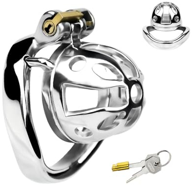 Kleiner Peniskäfig Sex Spielzeug für die Männer Chastity Cage Männer mit Verstecktem Schloss und Mehreren Ringgrößen Atmungsaktiver Metall-Keuschheitskäfig für Männer-Penisfesselung (50mm,Arc)