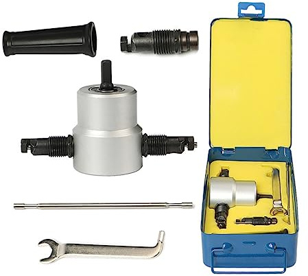 Zkydhbd 360 Degree Rotating Double Head Thin Sheet Metal Cutter Nibbler Drill Attachment For Straight And Cut Metal Cutter Nibbler