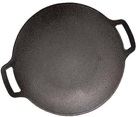Toyvian Cast Iron Barbecue Grill Pan Nonstick Meat Grilling Tray Outdoor Steak Grill Plate for Gas and Induction Cookers Camping Use