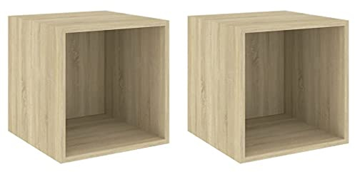 KTHLBRH Badablage Schweberegale Bücherregal Wand Regale für Wände - Wandschränke 2 STK. Sonoma-Eiche 37x37x37 cm Holzwerkstoff für Wohnzimmer Badezimmer Büro Küchen
