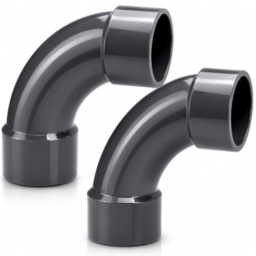 Pool PVC Fitting Bogen 90° Ø 50mm, Muffe Rohrverbinder, Menge: 2 Stück