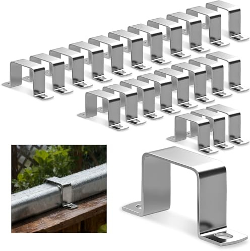 Sturiz Lot de 24 colliers de serrage carrés en acier inoxydable 304 - Tube carré - 20 x 20 mm - Collier de serrage d'angle en U - Colliers de serrage carrés pour portes d'entrée, fenêtres