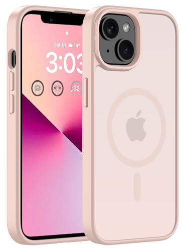 ORDA Custodia magnetica per iPhone 13 Mini da 5,4 pollici, compatibile con MagSafe, retro opaco, protezione antiurto per iPhone 13 Mini, rosa