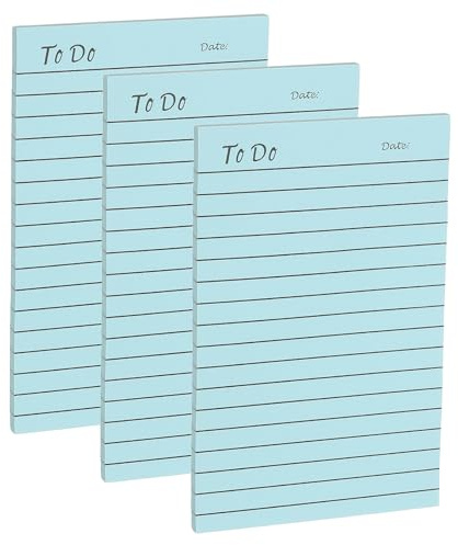 PATIKIL 3 Pack To-Do-List Notizblöcke 4x6 50 Blätter Pro Block Blau | Tägliche Notizblöcke Dinge Haftnotizen Checkliste Memo Planer Nachrichtenblöcke, Für Büro Arbeit