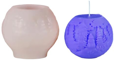 Stampo a sfera di Natale in silicone 8,2 x 7,1 cm | Stampo in rilievo 3D a forma di candela, stampo per sapone fatto a mano, decorazione creativa, artigianato natalizio, festa, regalo, casa