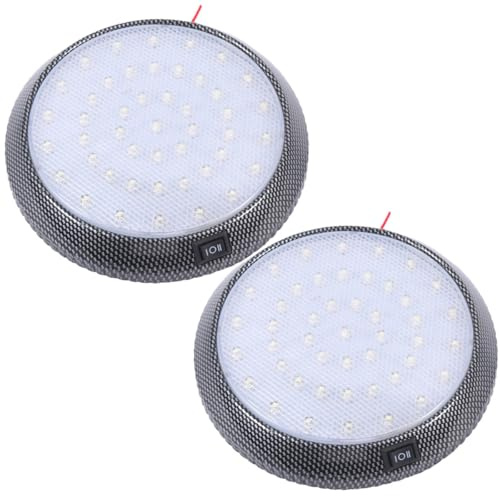 SHINEOFI Plastique Plafonnier de Voiture 2 Pièces Rond LED pour | Éclairage , Forme Ronde Pratique, par Pulvérisation Plaquée, Usage Camion hors Route