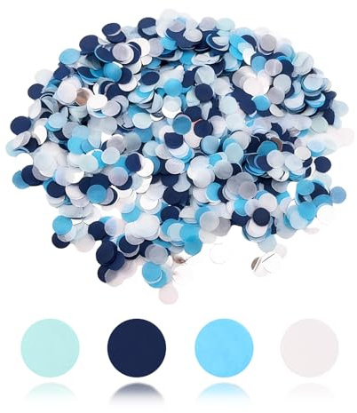 soitzhoc Rund hochzeits konfetti | 10000 Stück, Tischdekoration konfettipapier, 1 cm | Geeignet für Weihnachten, Hochzeit, Geburtstagsdekorationen (Navy blue Light blue White Silver, 100g)