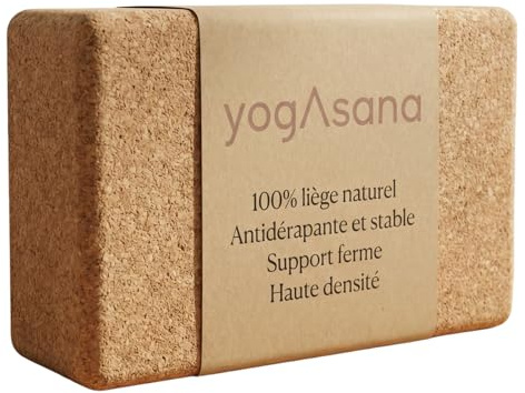 Yogasana Brique Yoga en Liège Naturel – Antidérapante & Écologique – Bloc Yoga Haute Densité – Stabilité, Équilibre & Alignement – Accessoire Yoga, Pilates & Stretching