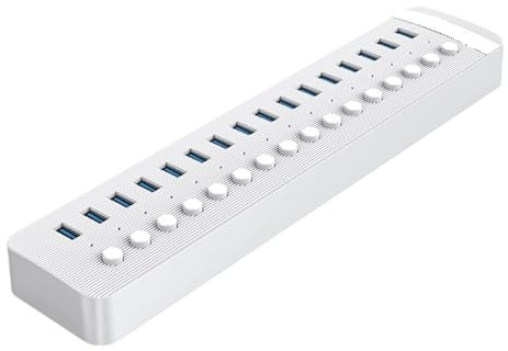 Splitter Hub Alimentato Tramite USB Multiporta Interruttore On-off Dock Diversi Caricabatterie Con Presa Slot 3.0 Adattatore Multiplo For Ciabatta(White 16 USB)