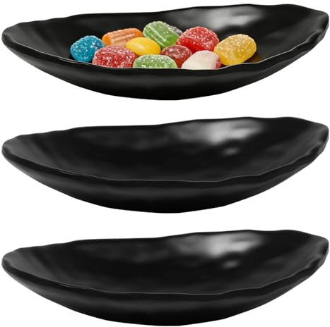 Bofanze Set med 3 ovala smyckeskrin svart nyckelskål entré smyckesskål tom dekoration ficka smyckesskål svart bricka dekorativ kopp för frukt, nycklar, godis, smycken