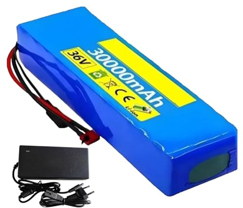 Batería para Bicicleta Eléctrica De 36 V Y 30 Ah, Paquete De Baterías De Litio 10S2P con Protección BMS Y Cargador para Karts, Patinetes, Resistente Al Agua. XT90+JST