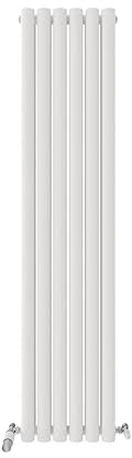 VeeBath Montpellier Matt White Low Carbon Mild Steel Vertical Double Oval Panel Bathroom Heating Radiator - 1600 x 360mm