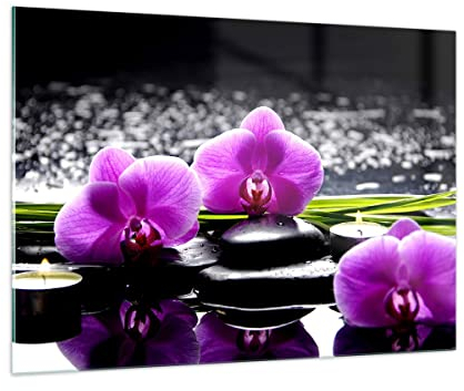Bilder auf Glas 100x70cm Glasbild Orchidee Natur Wasser Blume Groß Wanddeko Bild im Glas Schlafzimmer Küche Deko Wandbilder Dekoration Wohnzimmer Modern Wall Decor Wand Kunstdruck Art GAA100x70-2658