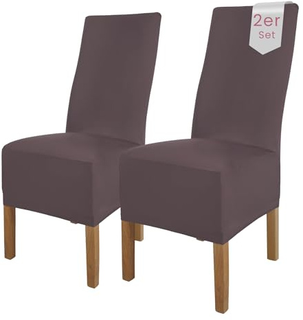 Scheffler Home Stuhlhussen 2er Set Nordic Grey Lena – Stretch Stuhlbezüge für Polsterstühle und Esszimmerstühle – Waschbar, bügelfrei und pflegeleicht