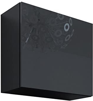 Mirjan24 Hängevitrine Vigo Quadrat, Vitrinenschrank, Grifflose Öffnen, Farbauswahl, Stauraumvitrine Hochschrank, Wohnzimmer Highboard, Schrank, Vitrine (Schwarz/Schwarz Hochglanz)