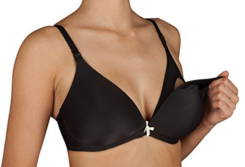 SELENE Reggiseno Imbottito Allattamento Mamma Senza Ferretto con Comoda Apertura Coppa C Art. Alba (Nero, 4)