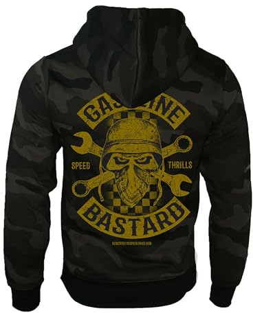 Gasoline Bastard Camouflage Hoodie Sweater Biker Hoodie för män från ROCK-IT Apparel Storlekar S-5XL Färg Dark camo XXL