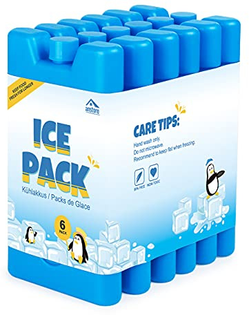ilauke 6 Blocchi Mattonelle Refrigeranti Refrigeranti per Ghiaccio Confezioni di Ghiaccio Big Pack in Blu per Dispositivi di Rraffreddamento, Contenitori per Il Pranzo e Borse Frigo. 210g