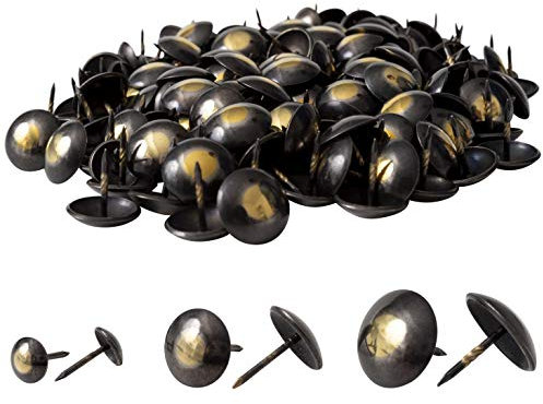 IPEA Chiodi da Tappezzeria – 200 pezzi – Bullette Borchie Decorative per Mobili Arredamento Abbigliamento – Spille Puntine in Metallo per Poltrone – Colore Bronzo e Oro – 20 x 12 mm