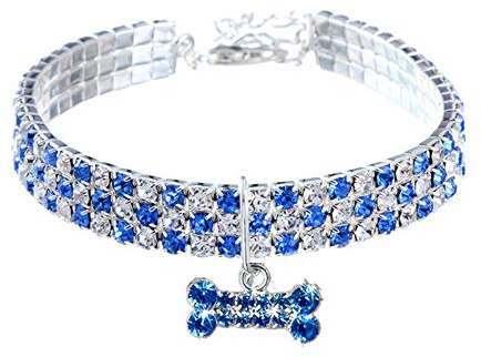 RayMinsino Haustierhalsband mit Diamanten, verstellbarer Kristalldiamant elastischer Knochenanhänger Hochzeitskatze und Hund kleiner Haustierhalskettenschmuck