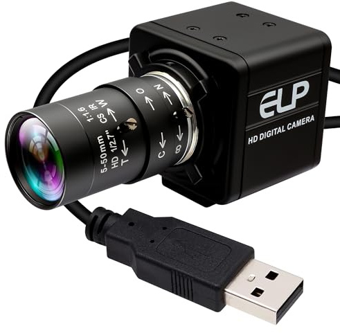 ELP FHD 1080P Zoom Webcam with 5-50mm Variable Focus Lens,2MP IMX323 Sensor Web Camera Plug & Play,0.01Lux Low Illumination Laptop PC Camera USB2.0 for Windows/Linux/Raspberry Pi USBFHD06H-MFV(5-50)