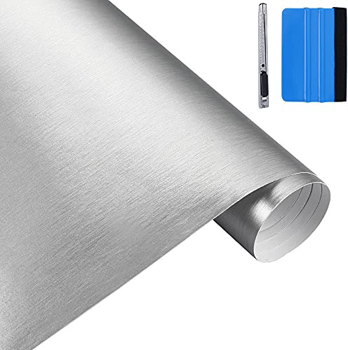 NewL Vinylfolie, gebürstetes Edelstahl, 30 cm x 150 cm, silberfarben