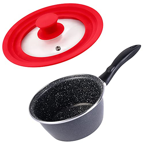 Magefesa K2 Gransasso Cazo 16 cm y tapa de cristal con silicona apta para sartenes de 16, 18 y 20 cm, acero esmaltado vitrificado, inducción y lavavajillas, gris