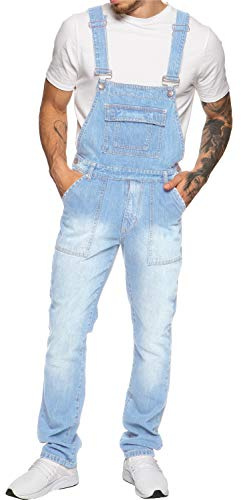 989Zé ENZO Latzhose für Herren, Jeansblau, Arbeitsmode, Latzhose, lässiger Overall, Jeans, Taillengrößen 30–50
