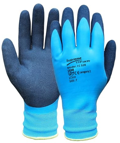 SupremeTTF Aqua Blue Waterproof Work Gloves Fully Latex Coated Nylon Safety Work Gloves [5 Pairs] (XXL (Size 11))