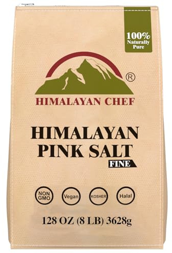 Himalayan Chef Pink Himalayan Salt Extra Fine Grain, 8 lbs Bag - Pure, Natural, Kosher, Non-GMO, Mineral-Rich, for Cooking, Seasoning, Baking, Table Use