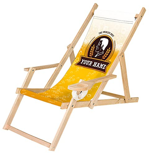 Ferocity solstol trä hopfällbar solstol med armstöd och dryckeshållare vit trädgård strandstol design öl [119]