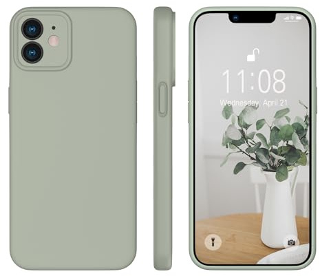 WXX für iPhone 12 Hülle Flüssig Silikon Case 6.1'' 2020 Kupfer Grün | Handyhülle für iPhone 12 Ultra Dünn mit Microfiber,Flüssig Silikon Gel Gummi Kratzfeste Schutzhülle Matt Hülle