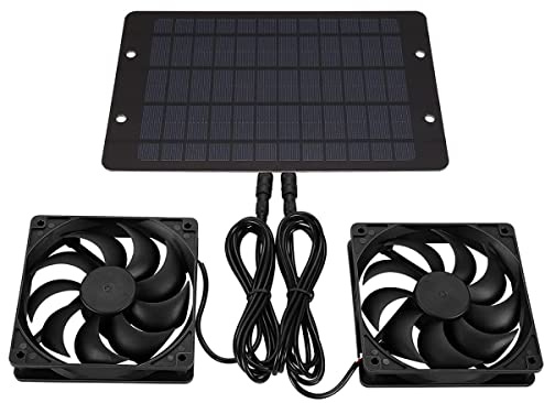 RANRAO 10 W 12 V Solarpanel-betriebener Ventilator, Solarmodul, Mini-Ventilator, Solar-Abluftventilator für Geflügelhaus, Gewächshaus, Kühlung