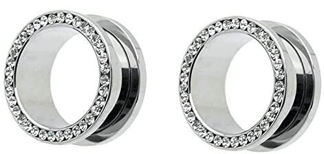 Ayoiow 2 STK Plugs Edelstahl, Plugs mit Zirkonia Ear Plug Tunnel