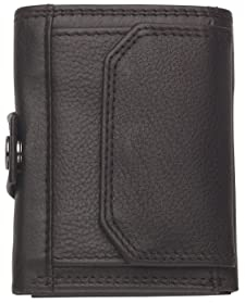 Josephine Osthoff Mini Geldbörse mit Münzfach, RFID Credit Card Holder Damen und Herren Slim Wallet 100% Echtleder, Farbe:Espresso