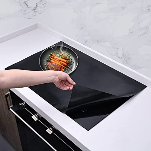 KitchenRaku Esterilla protectora de inducción, silicona para placa de inducción (magnética) contra arañazos para cocinas de inducción, alfombrillas de silicona multifuncionales (61 * 53cm Negro)