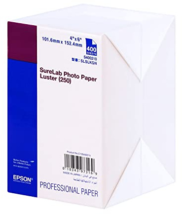 Epson SureLab Tintenstrahlpapier, glänzend, 250 g, für D500/D700/D800/D1000-10 x 15 cm, 400 Blatt