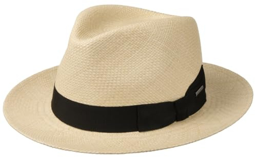 Stetson Valeco Fedora Panamahut Naturfarbener Hut Eleganter Sonnenhut UV-Schutz 40 Made in Italy Unisex Frühjahr/Sommer Natur L (58-59 cm)