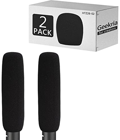 Geekria for Creators Schaumstoff-Windschutz kompatibel mit RODE VideoMic, NTG1, NTG2, NTG4, NTG4+ Mikrofon-Antipop-Schaumstoffabdeckung, Mikrofon-Windabdeckung, Schwammschaumfilter (Schwarz / 2 Stück)