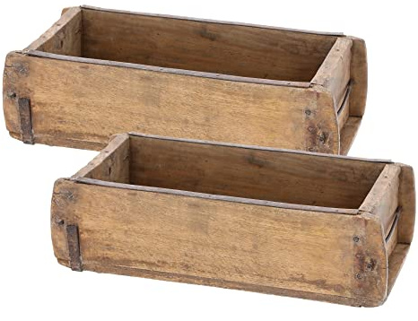 Novaliv 2x Holzkiste Vintage 30 x 15 x 10 cm Alte Ziegelform Holz EIN KAMMER Allzweckkiste aus recyceltem Altholz Jede Form EIN Unikat - Geschenkkiste