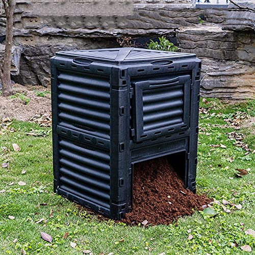 RNQZ Contenedor de Compost al Aire Libre Grande, contenedores de compostaje Impermeables con Tapa para jardín, creación rápida de Suelo fértil, 80 galones/300 l, Negro