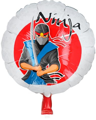 Folienballon * MANGA NINJA * als Deko für Kindergeburtstag und Mottoparty | Ø45cm, geeignet für Ballongas und Luft | Karate Kämpfer Ballon Dekoration Kinder Geburtstag Party Partydeko