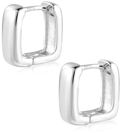 ALEXCRAFT 14K Vergoldet Eckig Dreieck Ohrringe Silber 925 Creolen für Damen | Silber 925 Ohrringe Eckige Creolen Kleine Knorpel Huggie Kreolen U-förmige Creolen Quadratische Ohrringe Oval Damen Herren