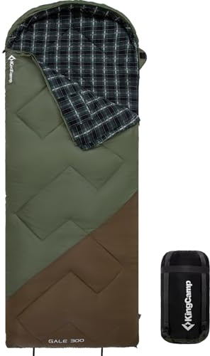KingCamp Unisex-Adult Schlafsack Winter, 300G Grün/Braun L, 230×90cm
