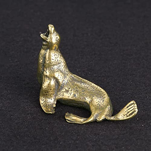 FOSANGPUSHI Tier-Messing-Dekor, 4,5 x 3 cm, antikes reines Messing, Seelöwe, Kupfer, Ornament, antikes Kupfer, Heimdekoration, Schreibtisch, Briefbeschwerer, Bastel-Kollektion, Vintage