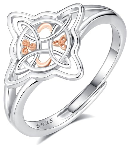AEONSLOVE Bague Noeud de Sorcière Argent 925 pour Femme Fille Bague Ouverte Nœud Wiccan Bague Réglable Celtique Sorciere pour Pouce Femme